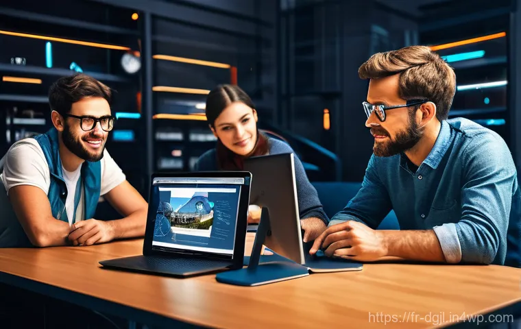 디지털 공유지의 기술적 구현 - Here are the three image prompts: