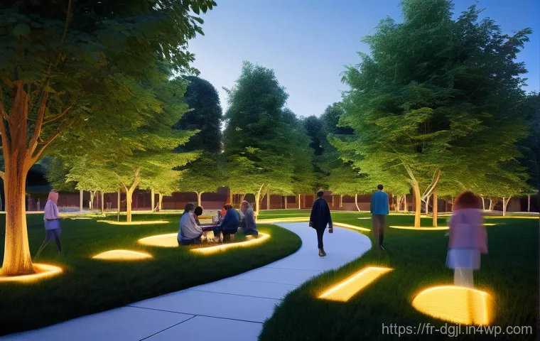 디지털 공유지와 디지털 권리 - **Prompt: "A vibrant, panoramic digital landscape designed as a harmonious public park. Diverse indi...