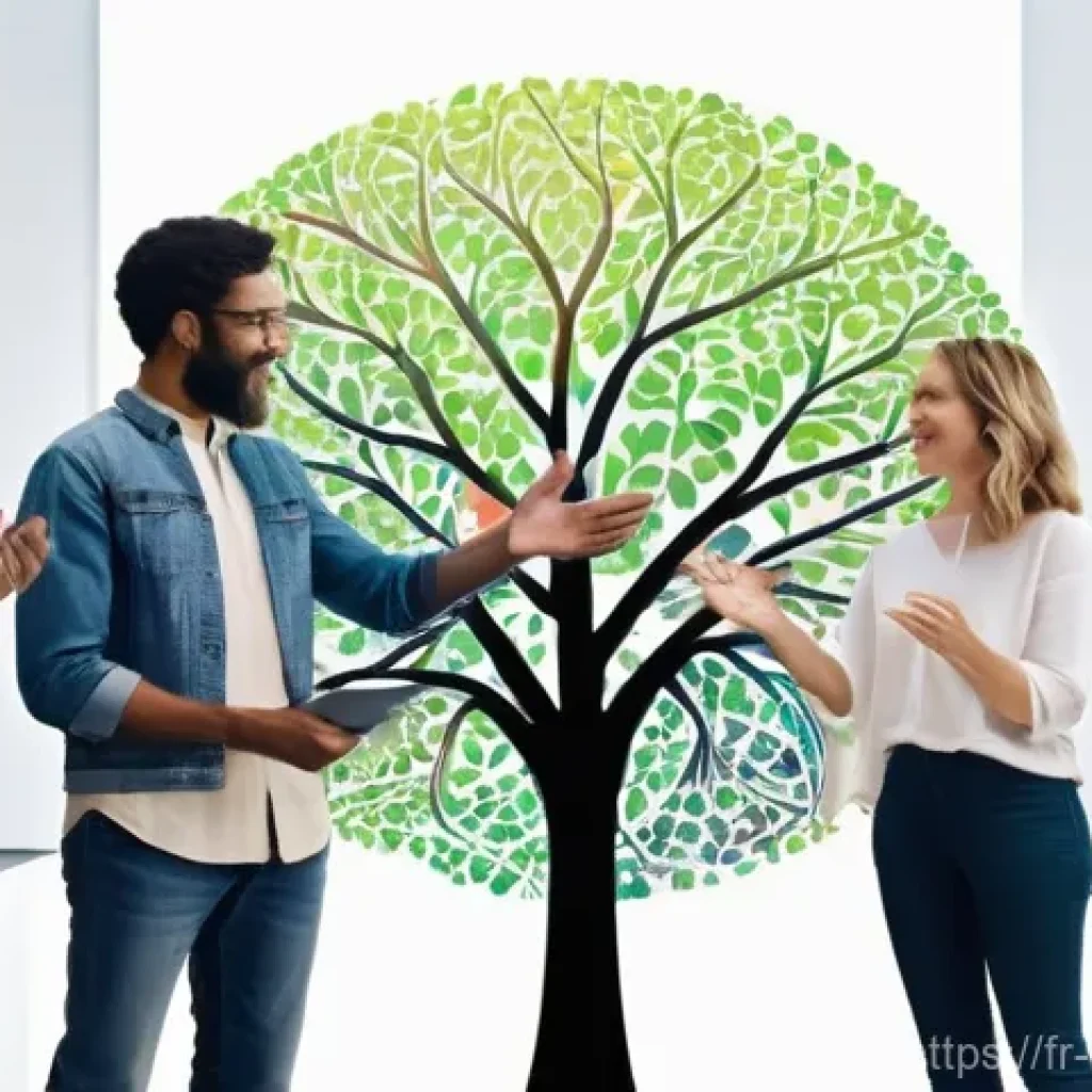 디지털 공유지와 공동 창작 문화 - **Prompt 1: The Flourishing Digital Commons**
    A vibrant, medium shot of a diverse group of adult...